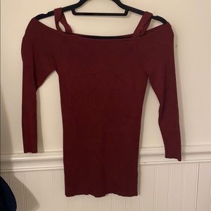Fitted- ribbed- off the shoulder sweater top!